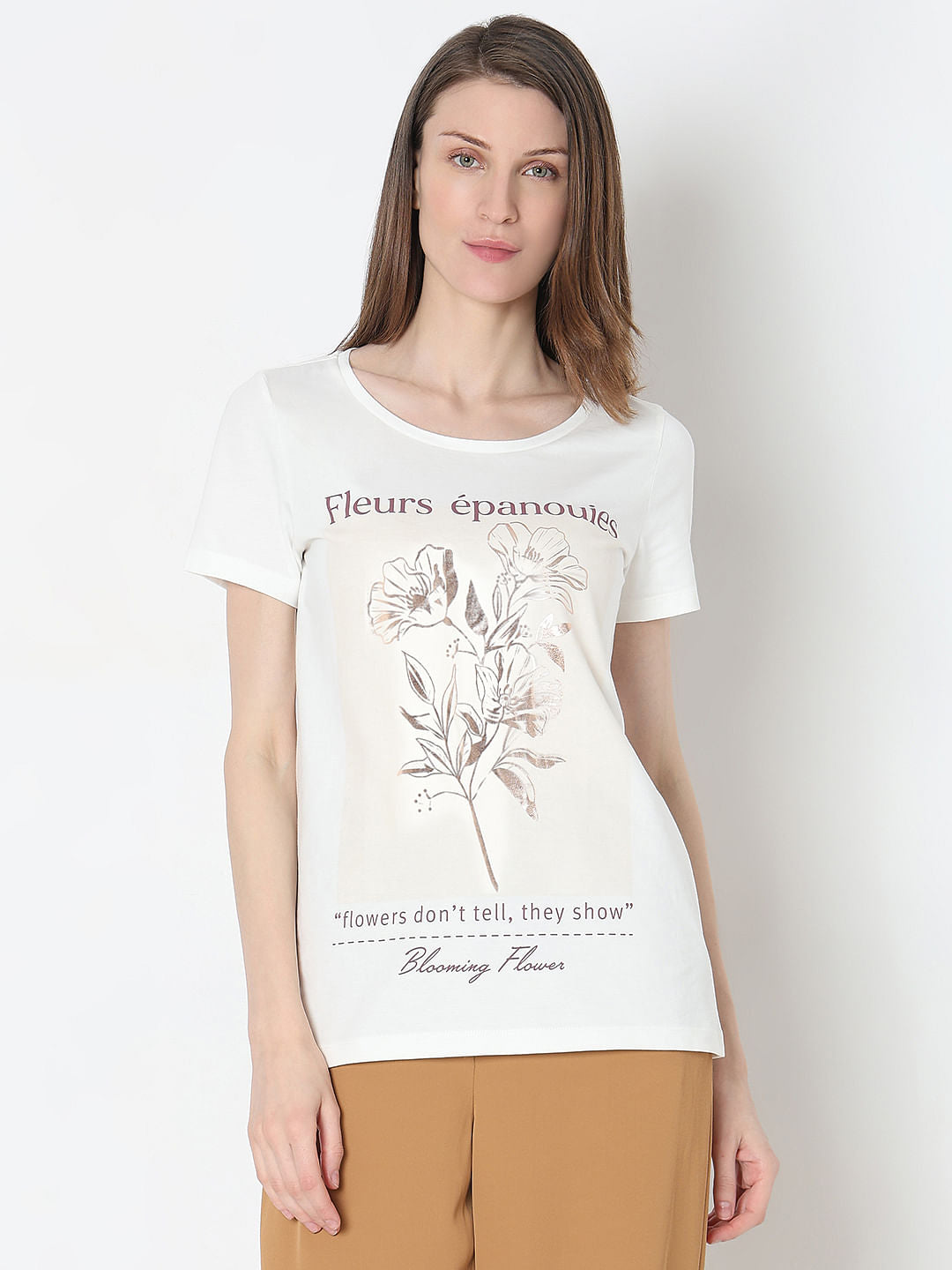 White Floral Print T-Shirt