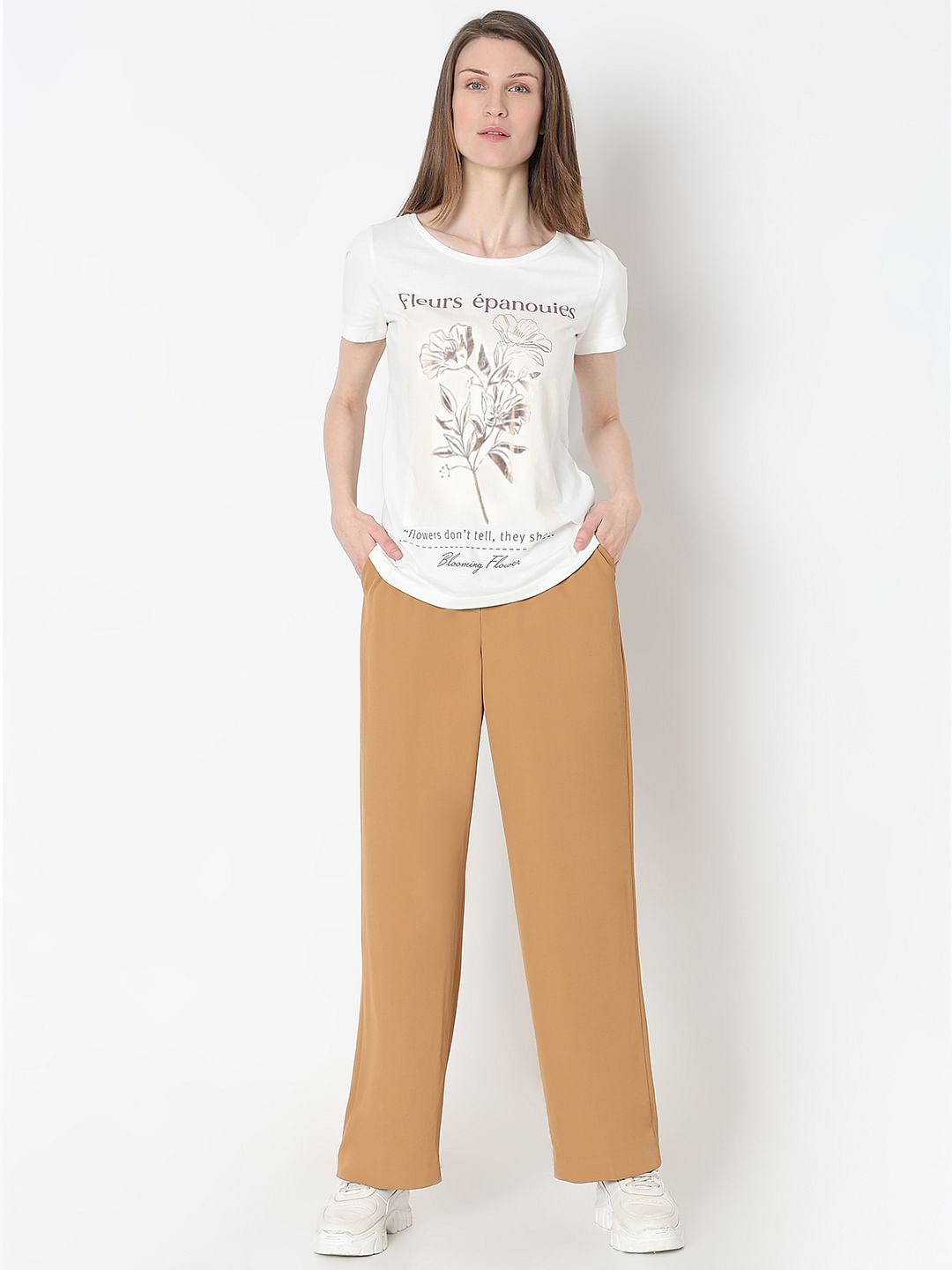 White Floral Print T-Shirt