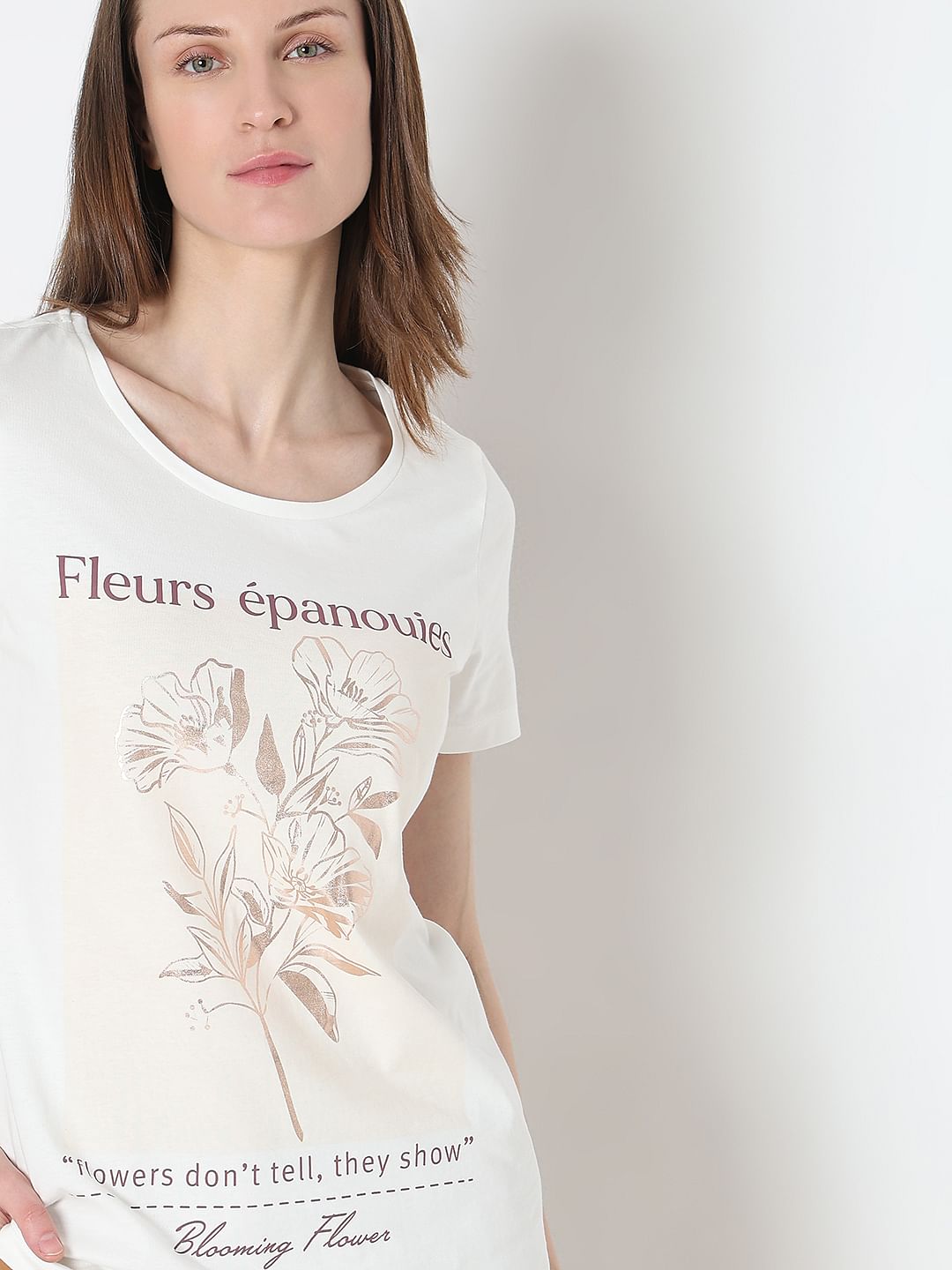 White Floral Print T-Shirt