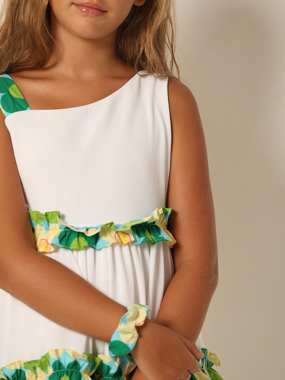 Girls White Tiered Fit & Flare Dress