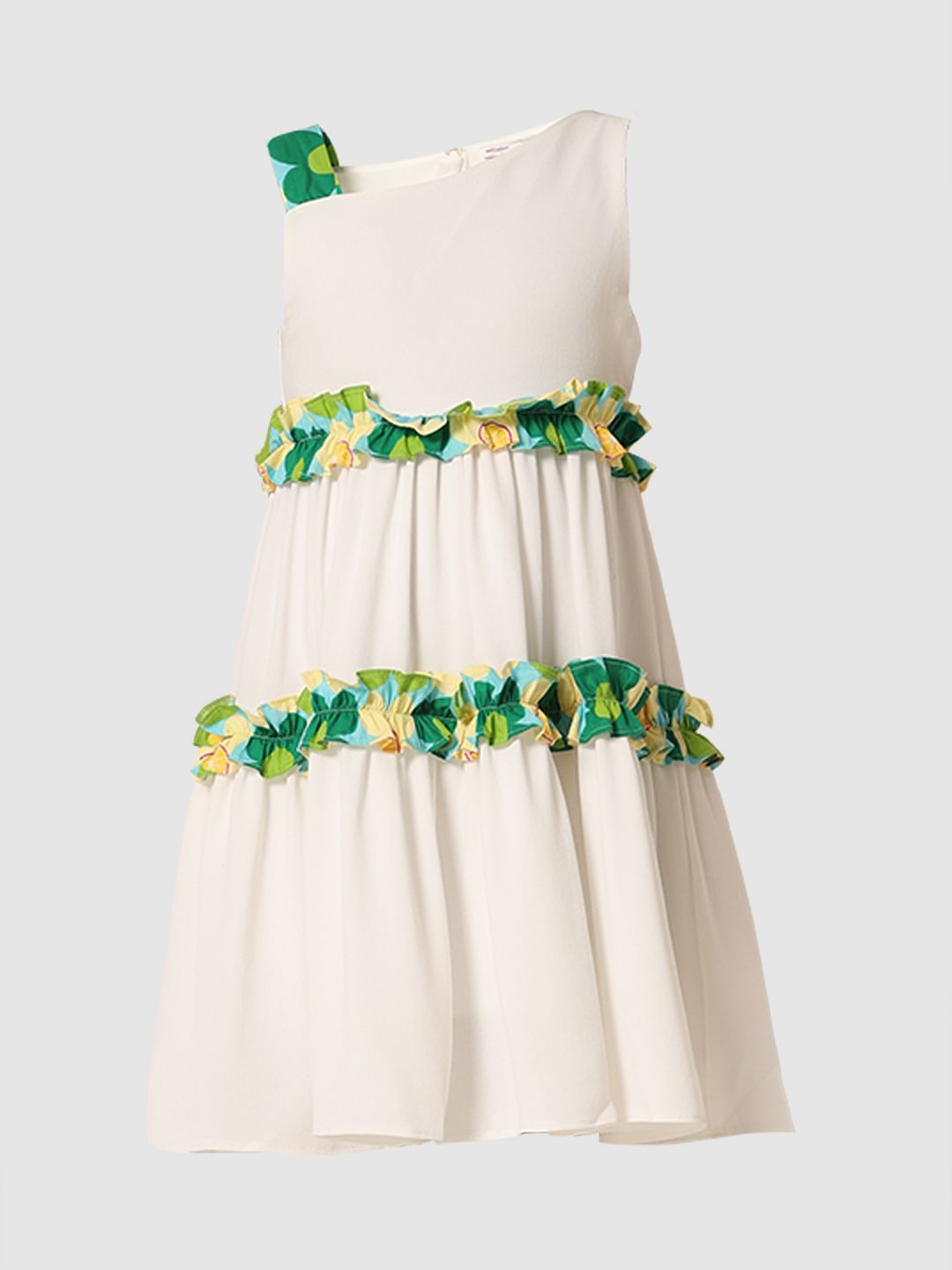 Girls White Tiered Fit & Flare Dress