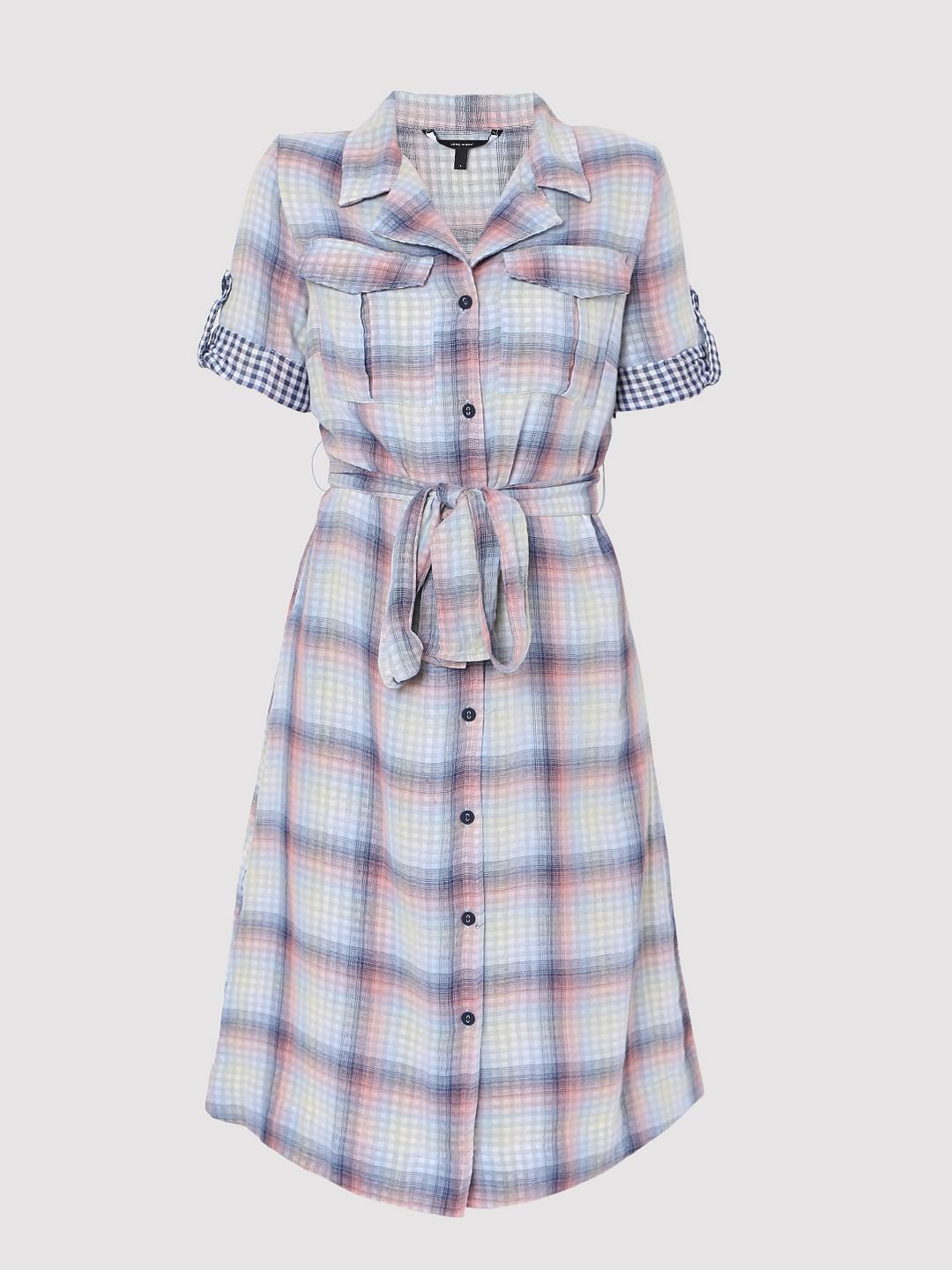 Blue Check Shirt Dress