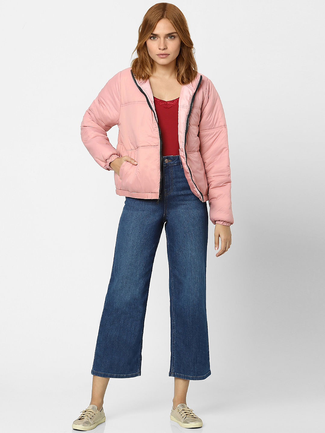 Pink High Neck Padded Jacket