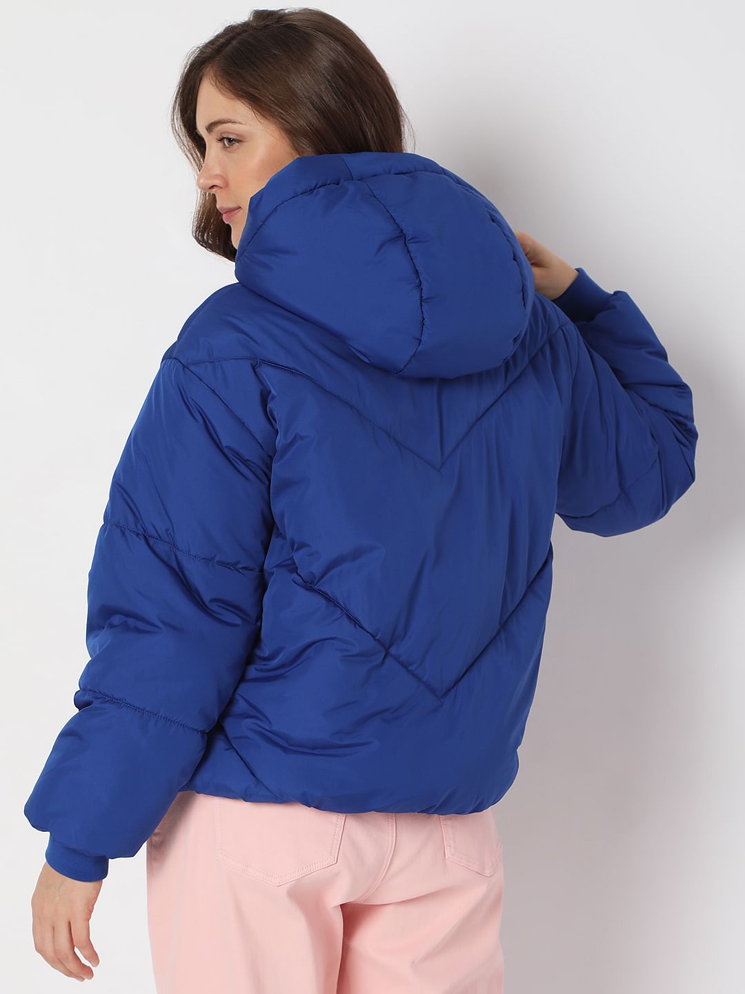 Blue Hooded Puffer Jacket