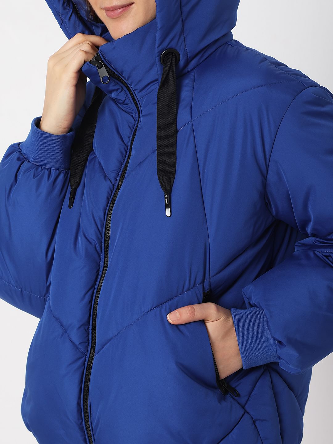 Blue Hooded Puffer Jacket