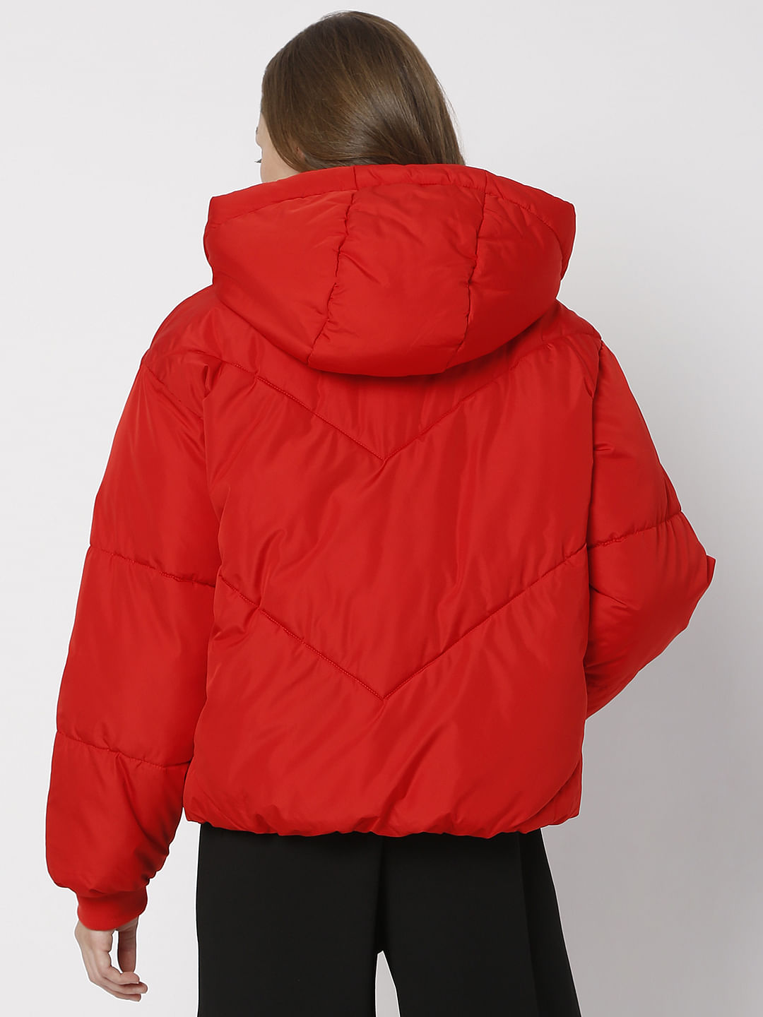 Red Hooded Puffer Jacket