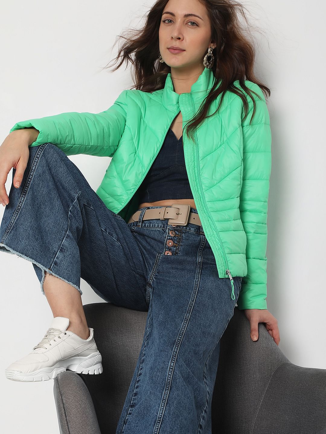 Green Short Puffer Jacket
