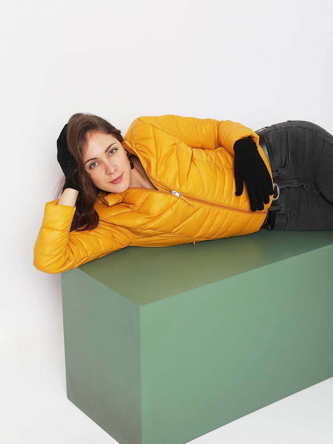 Yellow Short Puffer Jacket