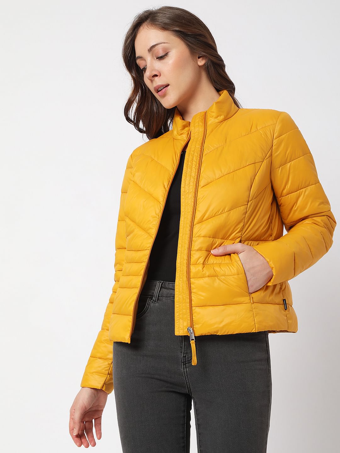 Yellow Short Puffer Jacket