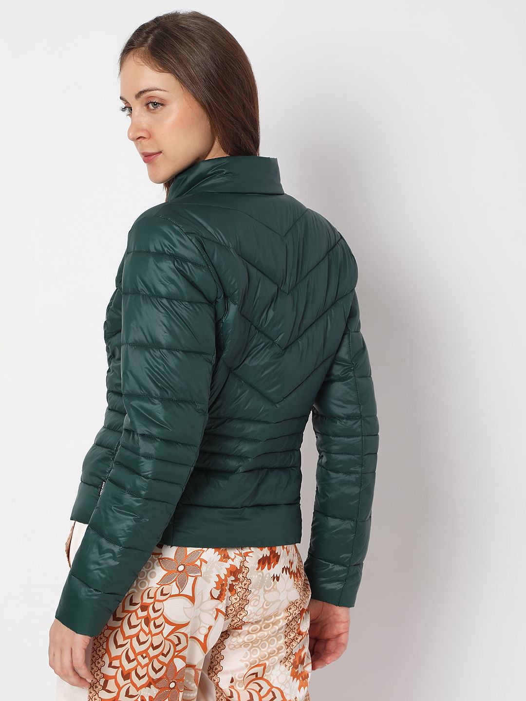 Dark Green Short Puffer Jacket