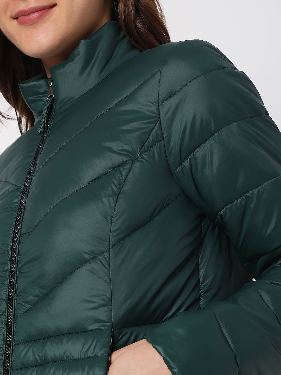 Dark Green Short Puffer Jacket
