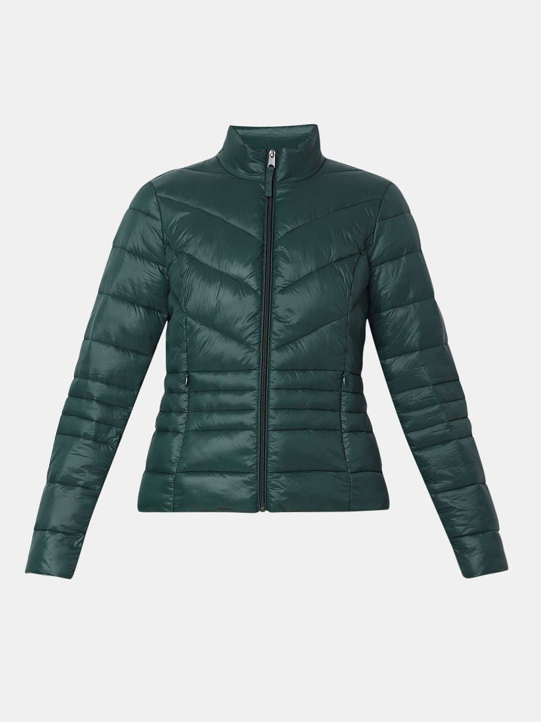 Dark Green Short Puffer Jacket