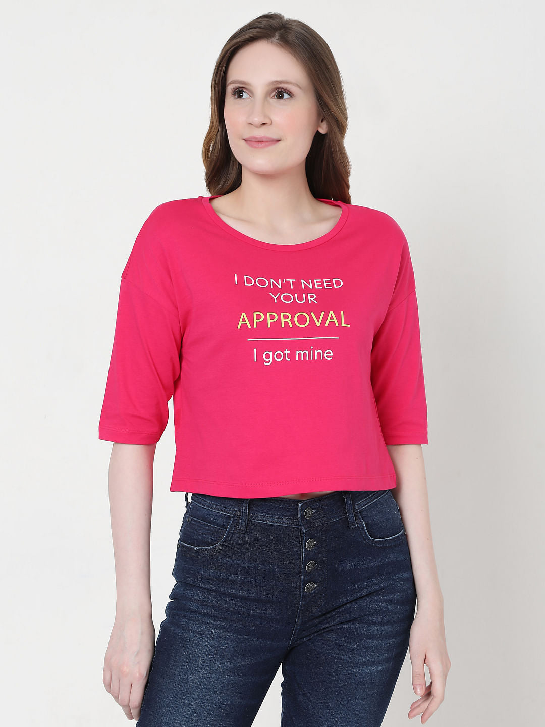 Pink Slogan Print T-Shirt