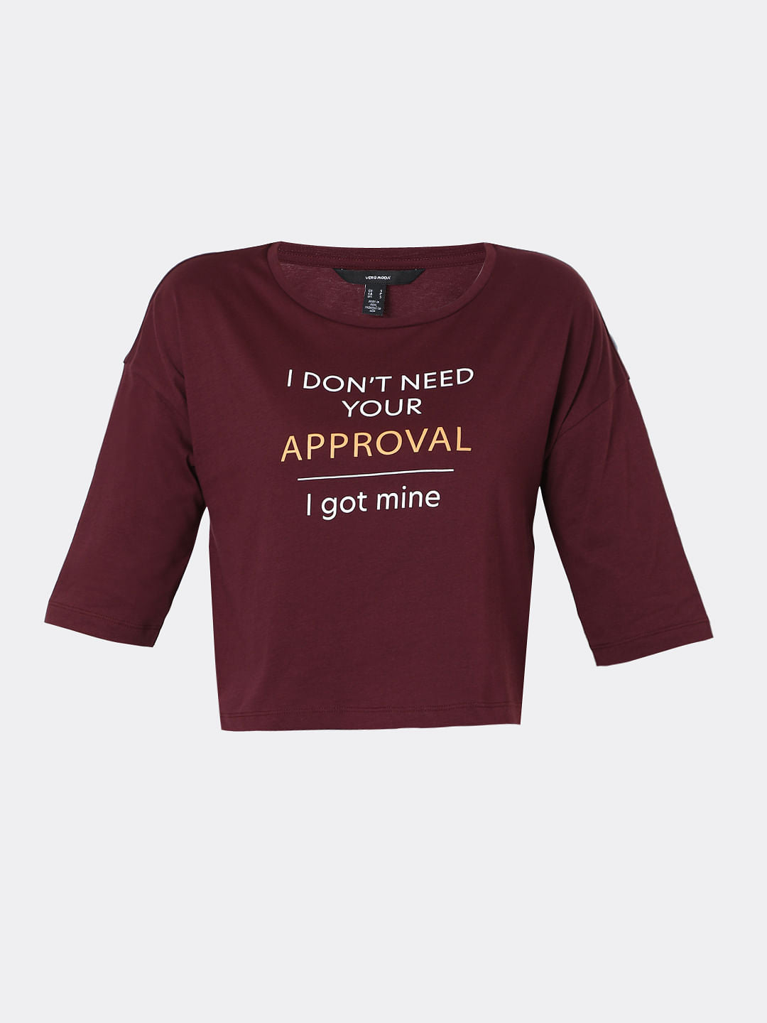 Maroon Slogan Print T-Shirt