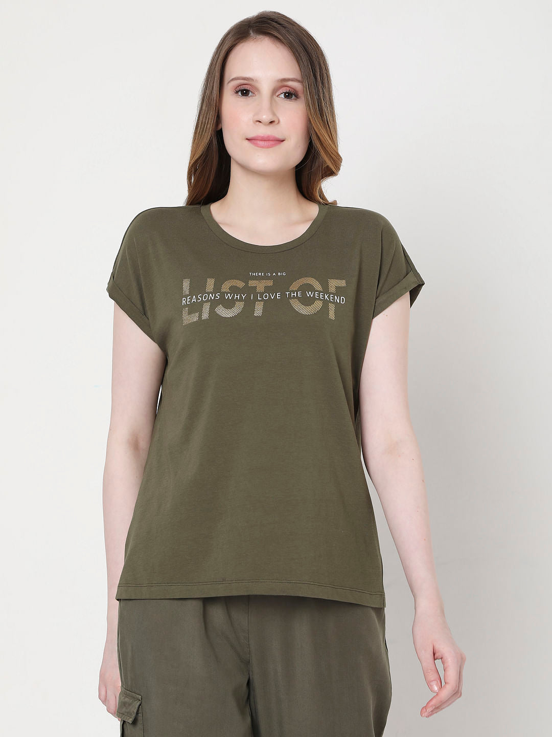 Green Slogan Print T-Shirt