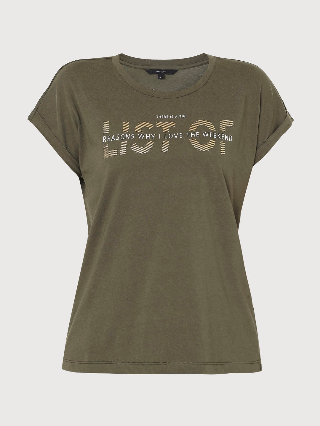 Green Slogan Print T-Shirt