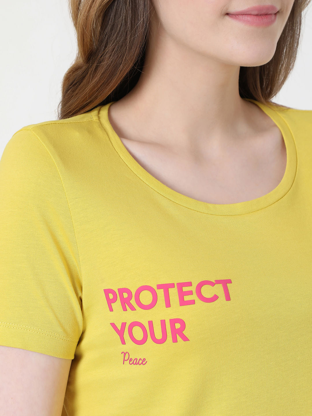 Yellow Slogan Print T-Shirt