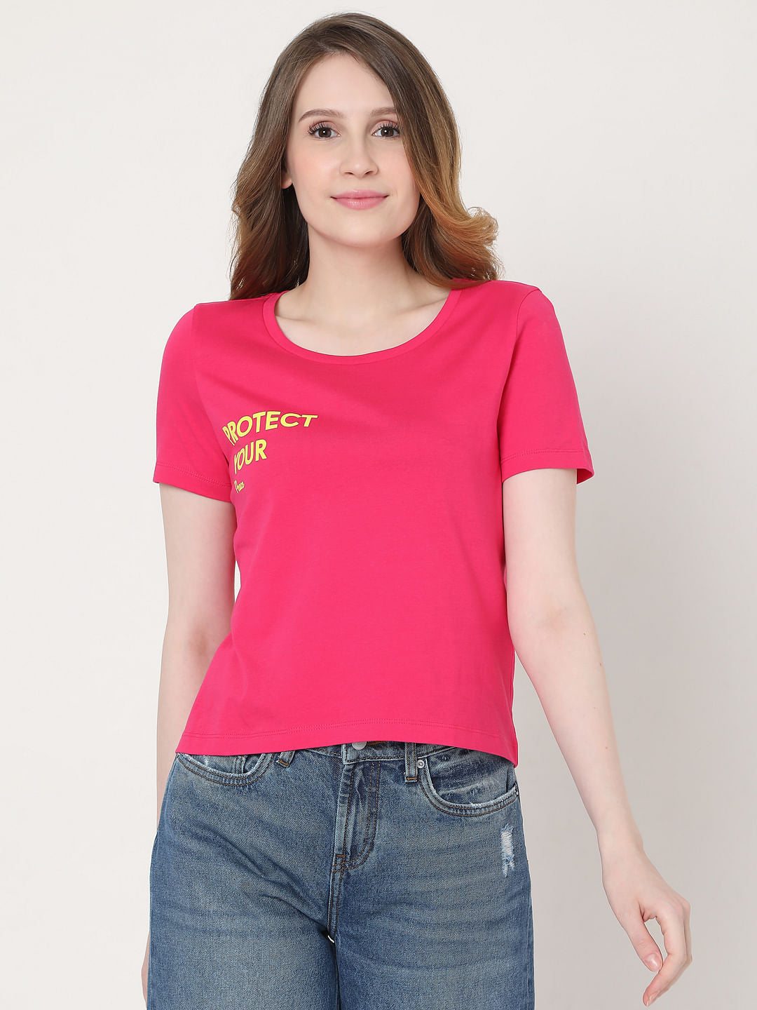 Pink Slogan Print T-Shirt