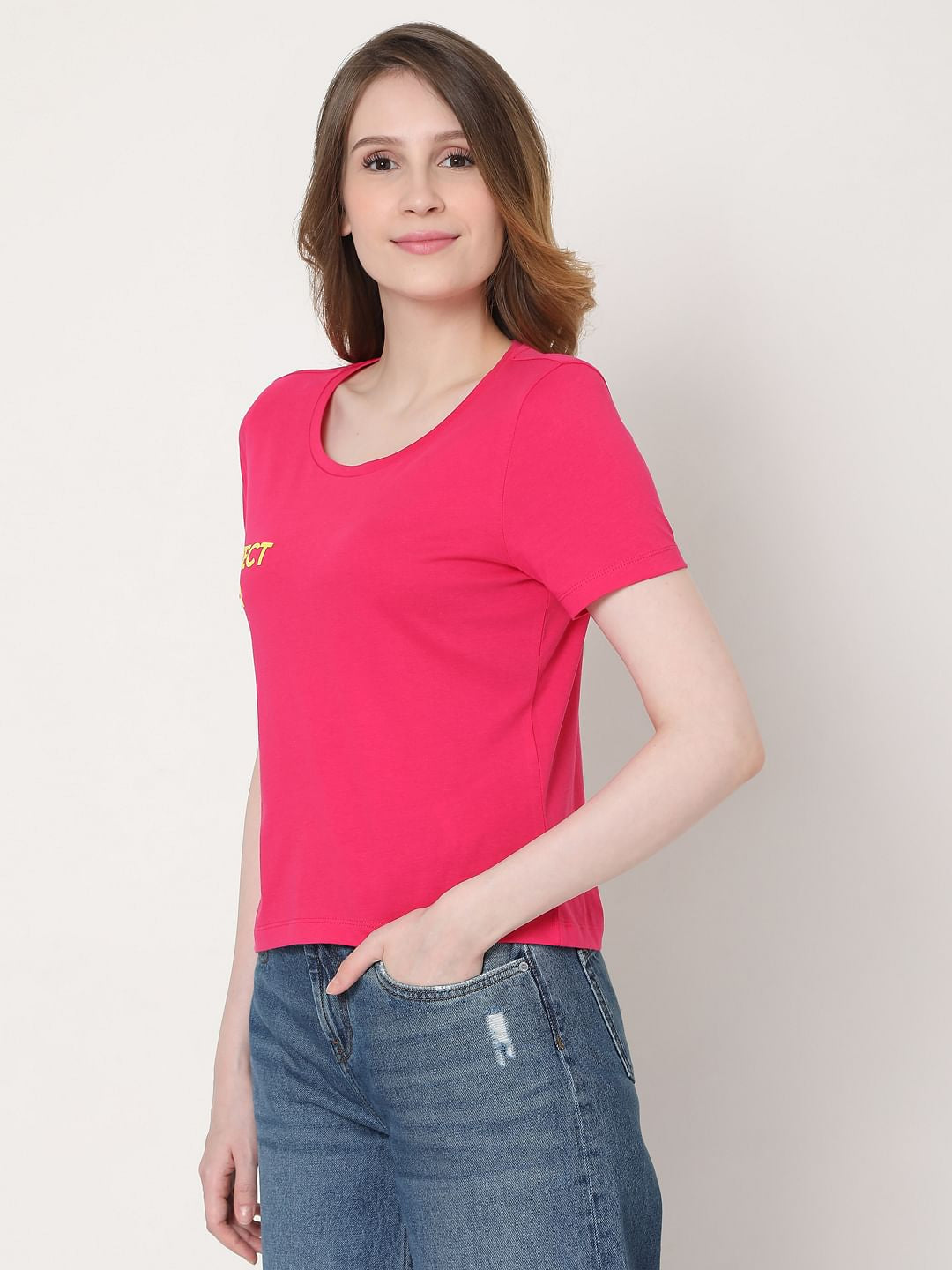 Pink Slogan Print T-Shirt