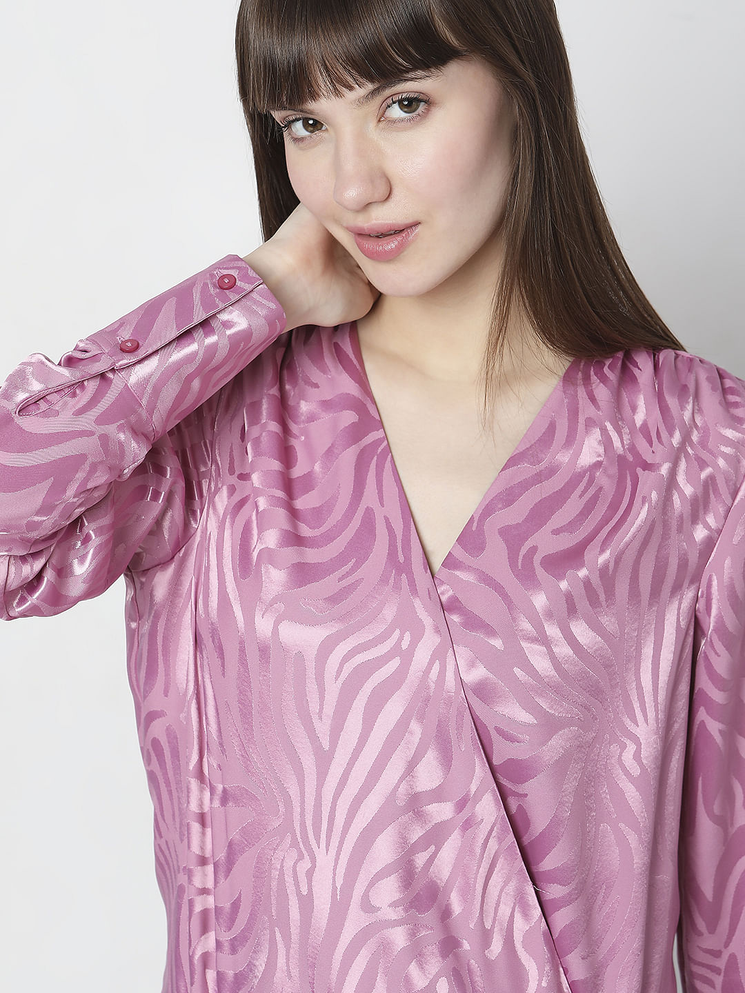 Pink Printed Overlap Top