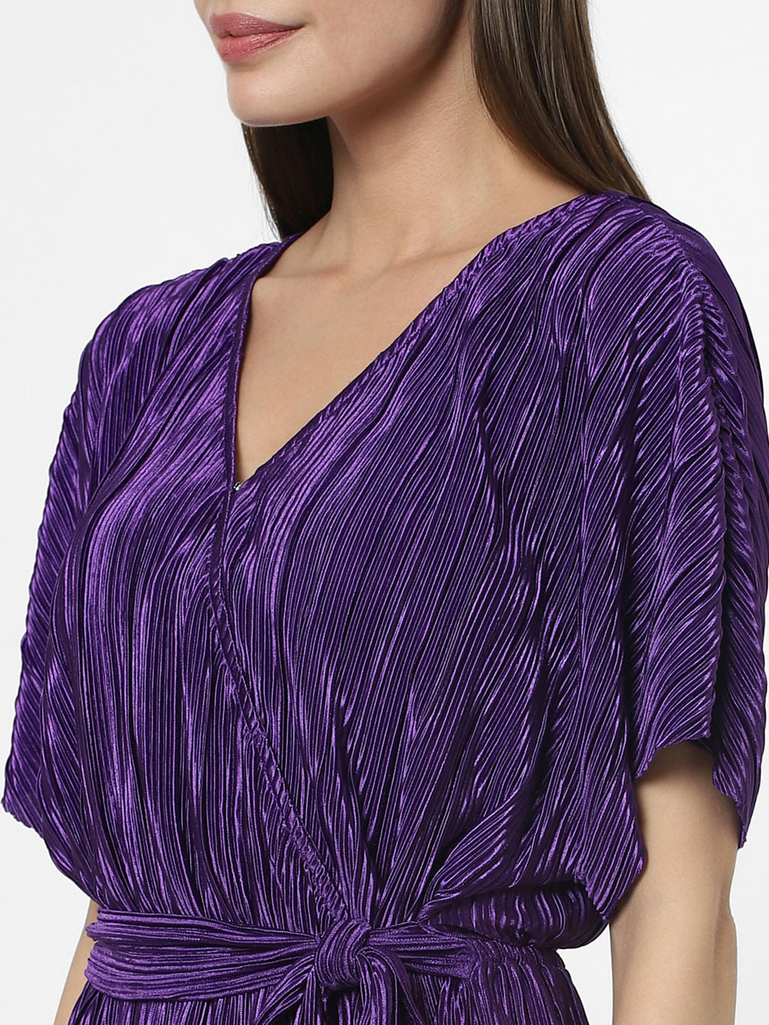 Purple Plisse Fit & Flare Dress