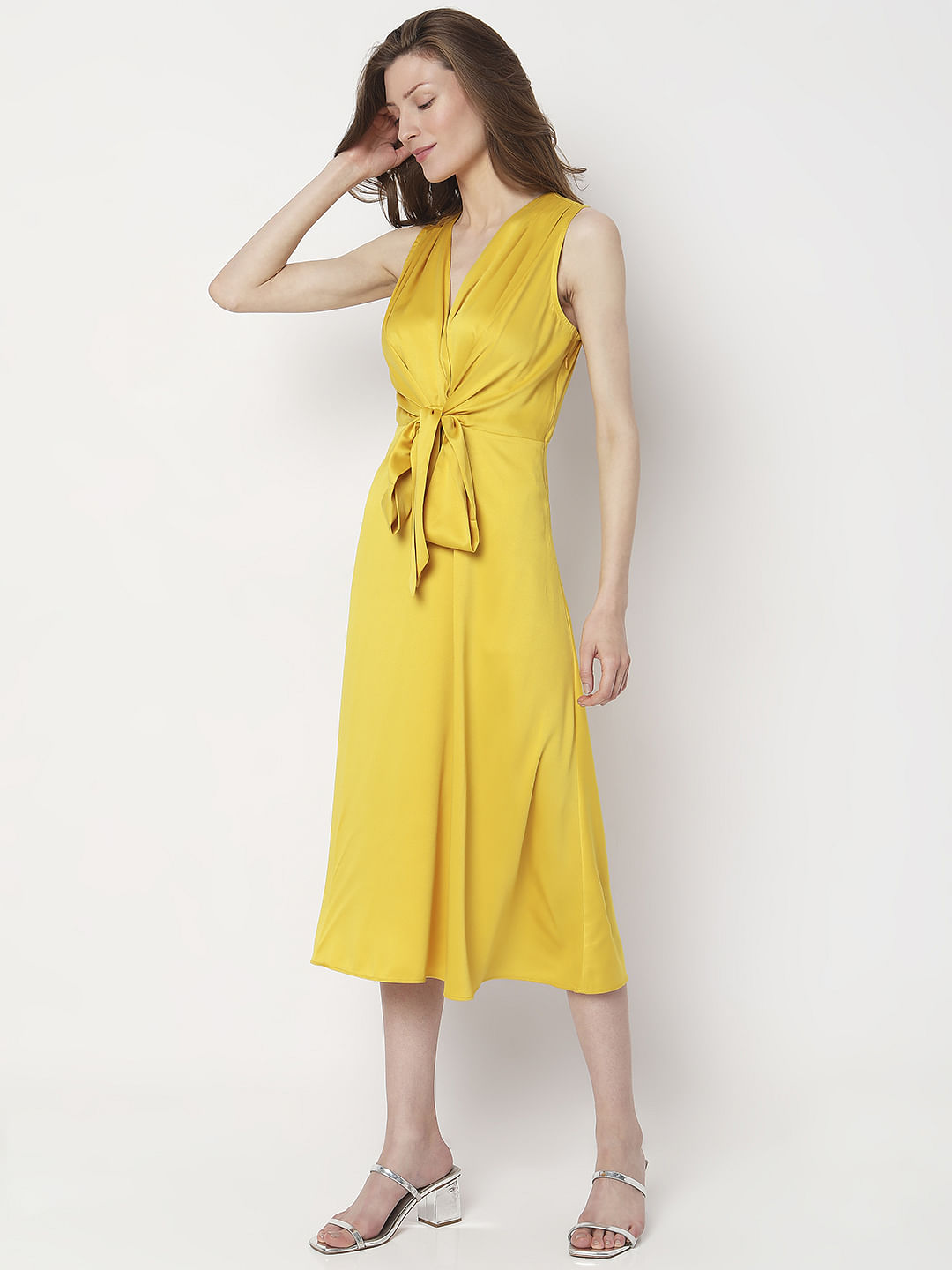 Yellow Midi Sleeveless Dress