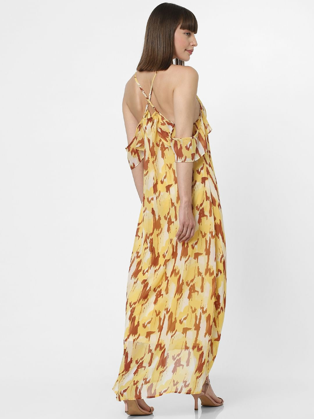 Yellow Abstract Print Maxi Dress