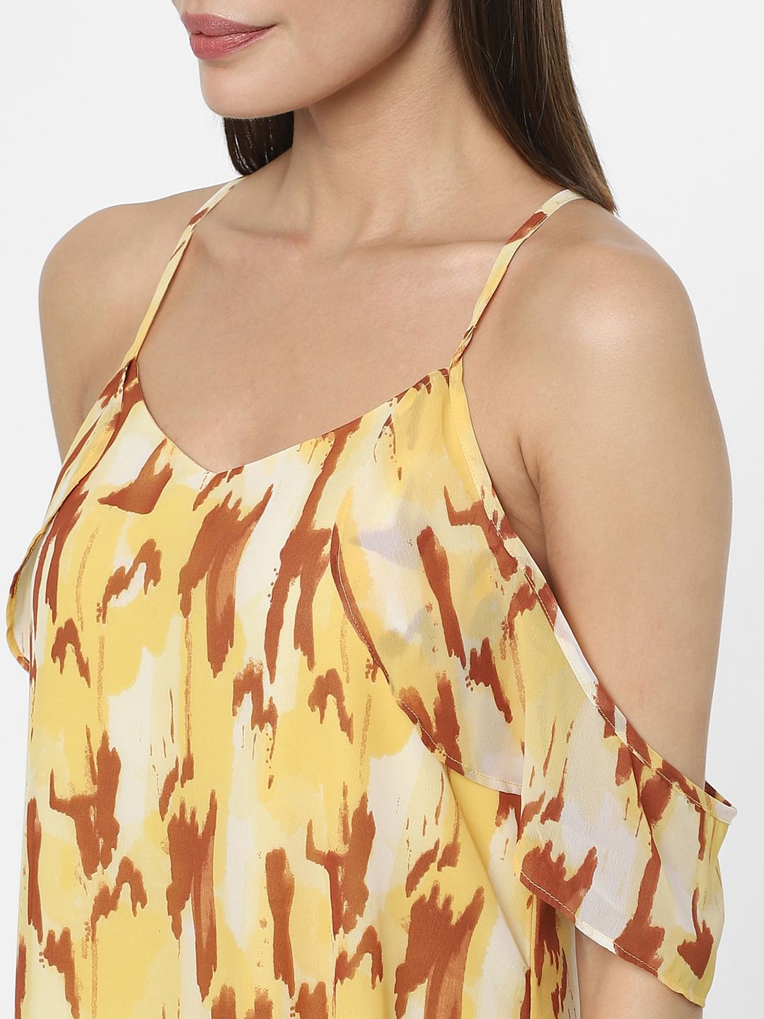 Yellow Abstract Print Maxi Dress