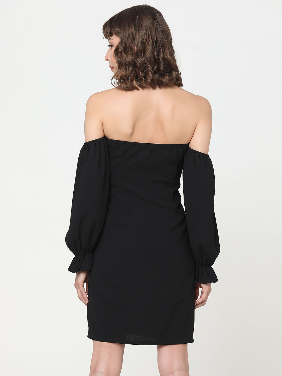 Black Off-Shoulder Short Dress