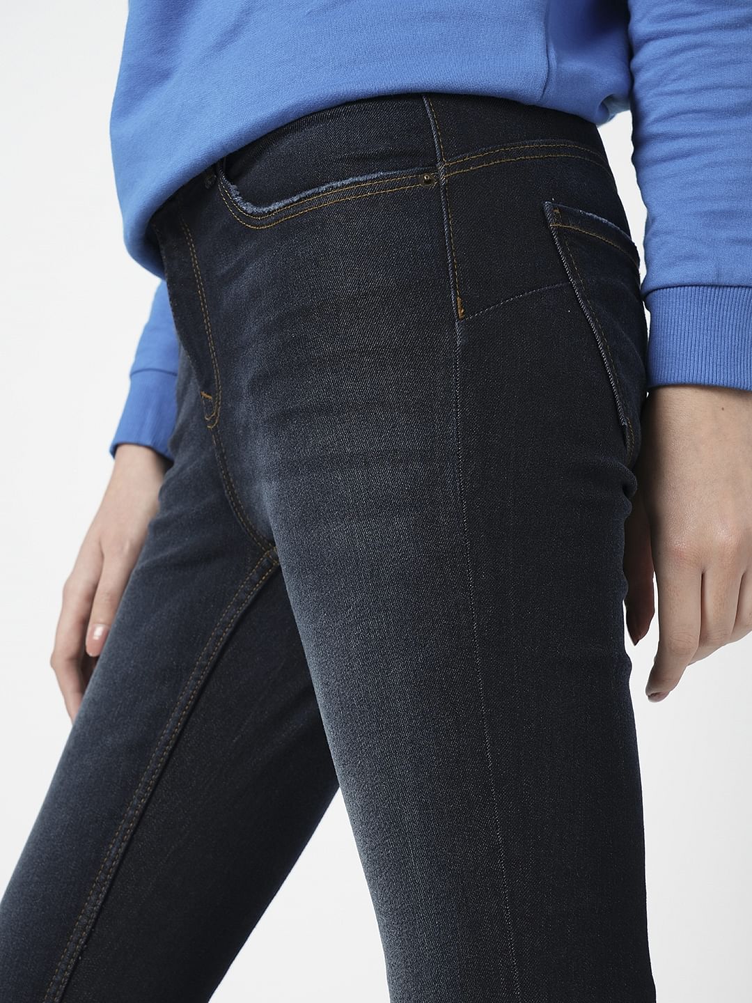 I.Scenery By Vero Moda Dark Blue Mid Rise Washed Wendy Skinny Jeans