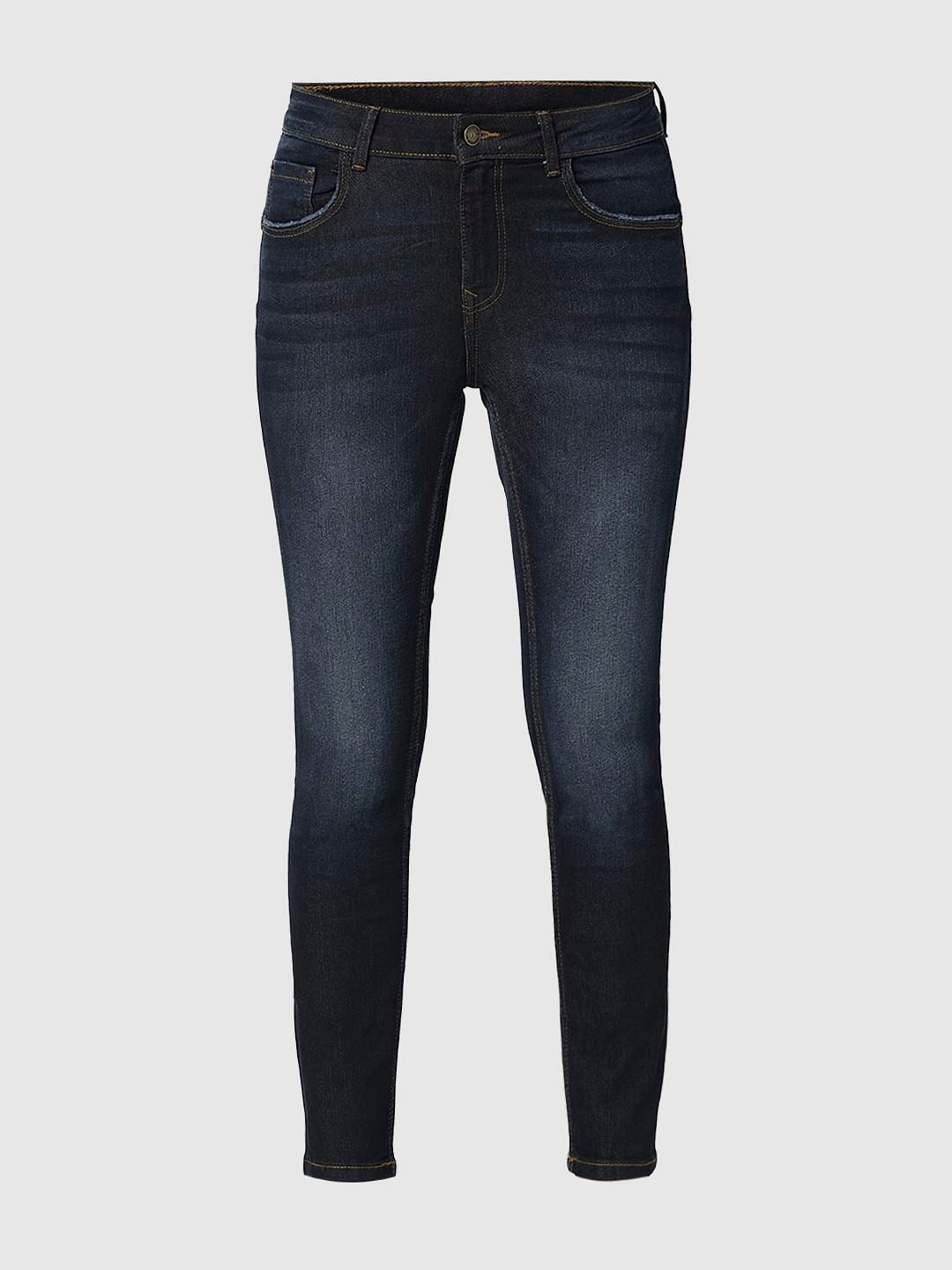 I.Scenery By Vero Moda Dark Blue Mid Rise Washed Wendy Skinny Jeans