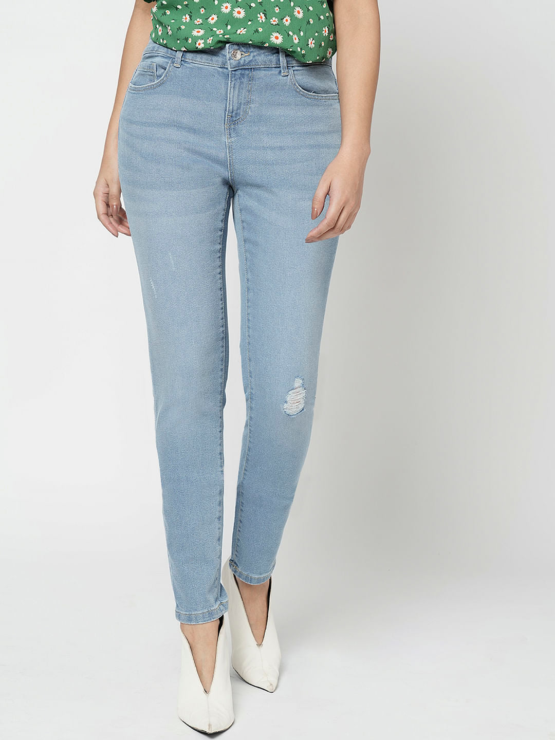 I.Scenery By Vero Moda Light Blue Mid Rise Wendy Skinny Jeans