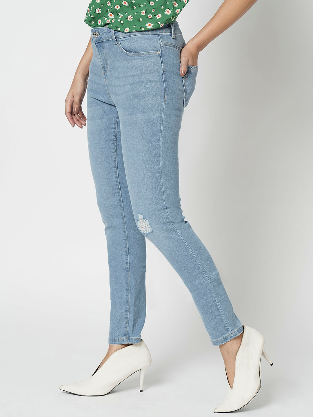 I.Scenery By Vero Moda Light Blue Mid Rise Wendy Skinny Jeans