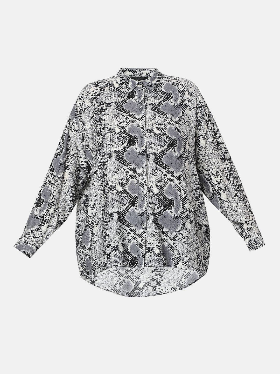 Curve Grey Animal Print Shirt