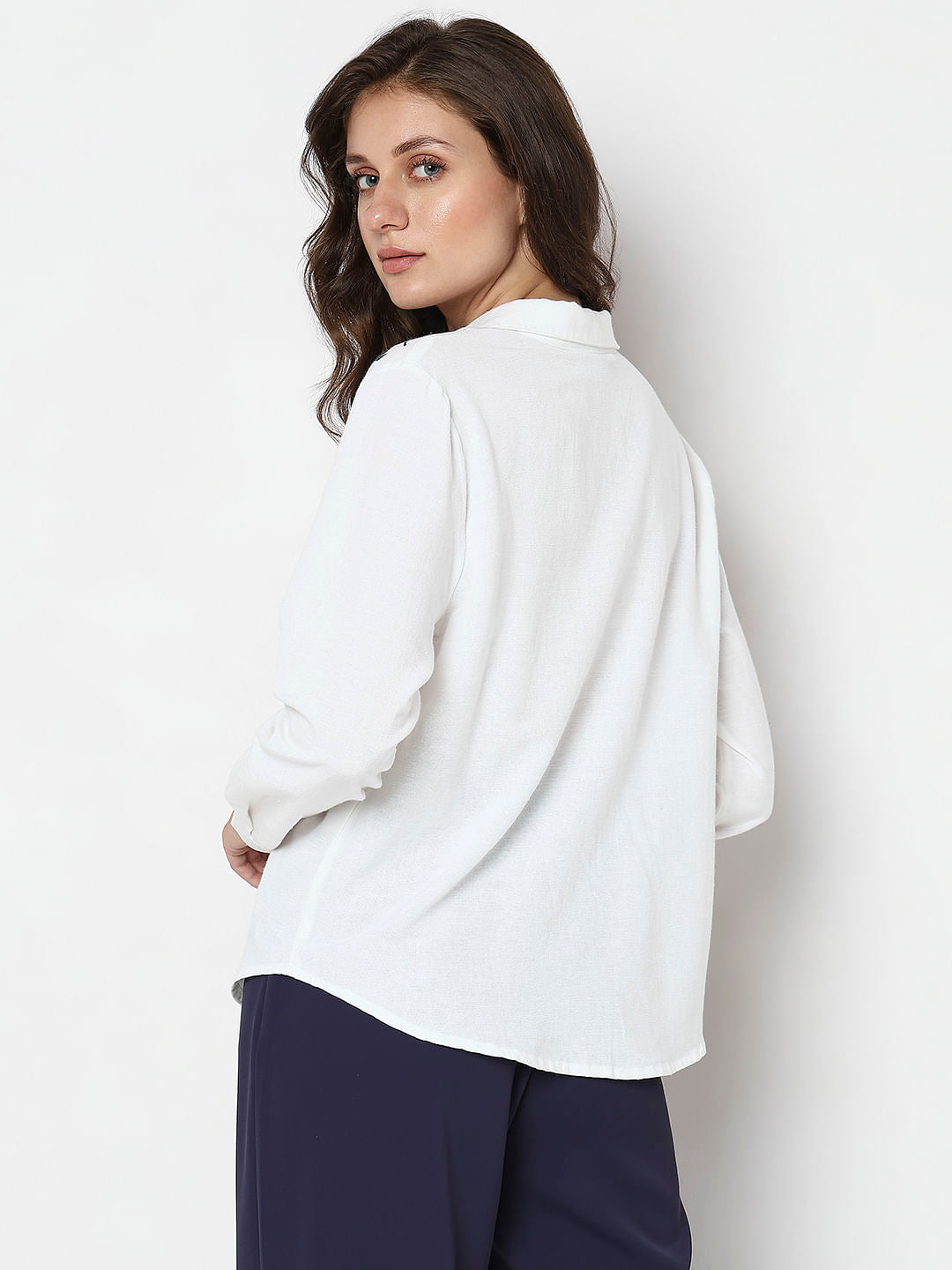 White Floral Embroidered Shirt