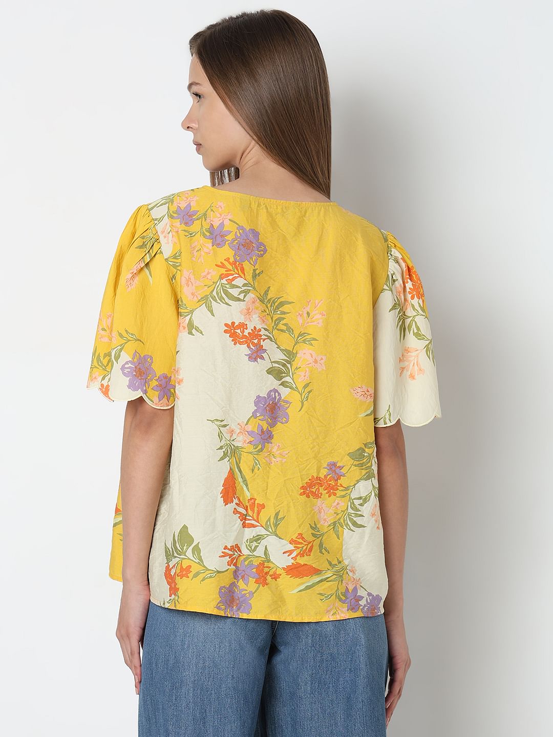 Yellow Floral Print Top
