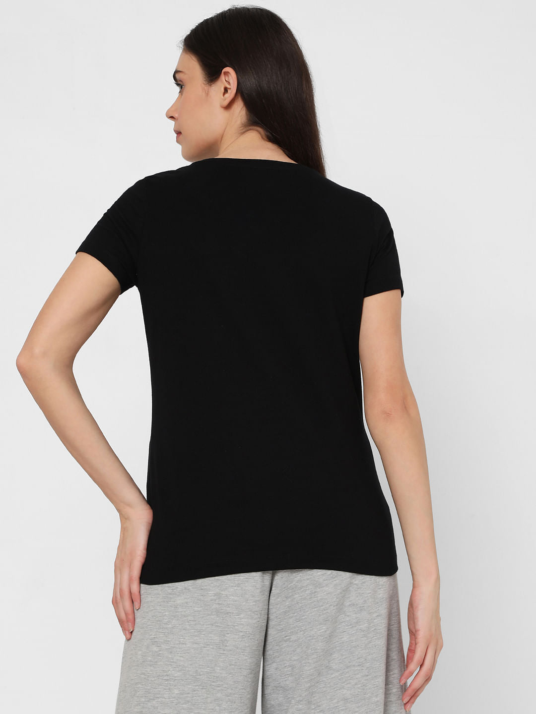 Black Typographic Print T-Shirt