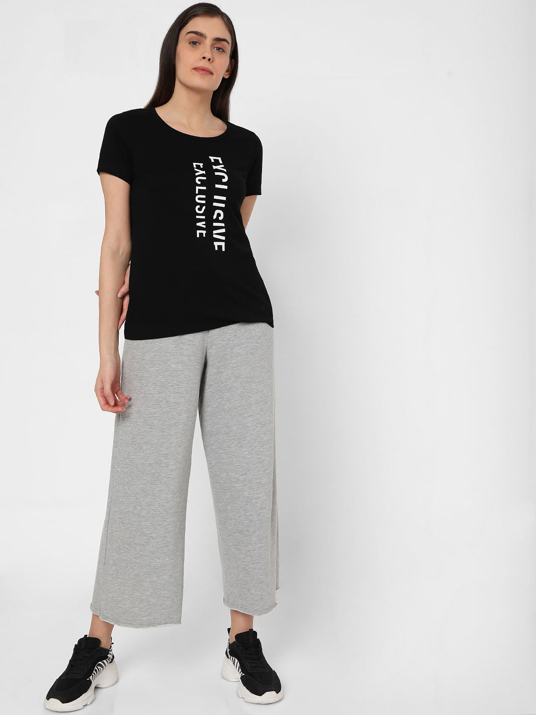 Black Typographic Print T-Shirt