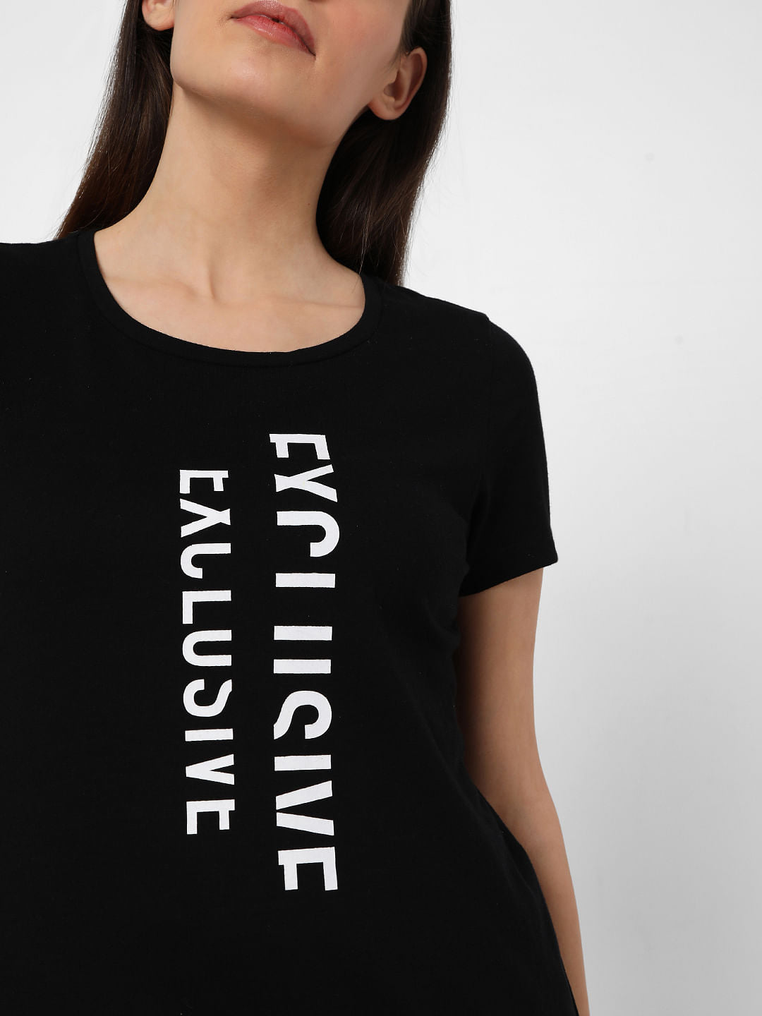 Black Typographic Print T-Shirt