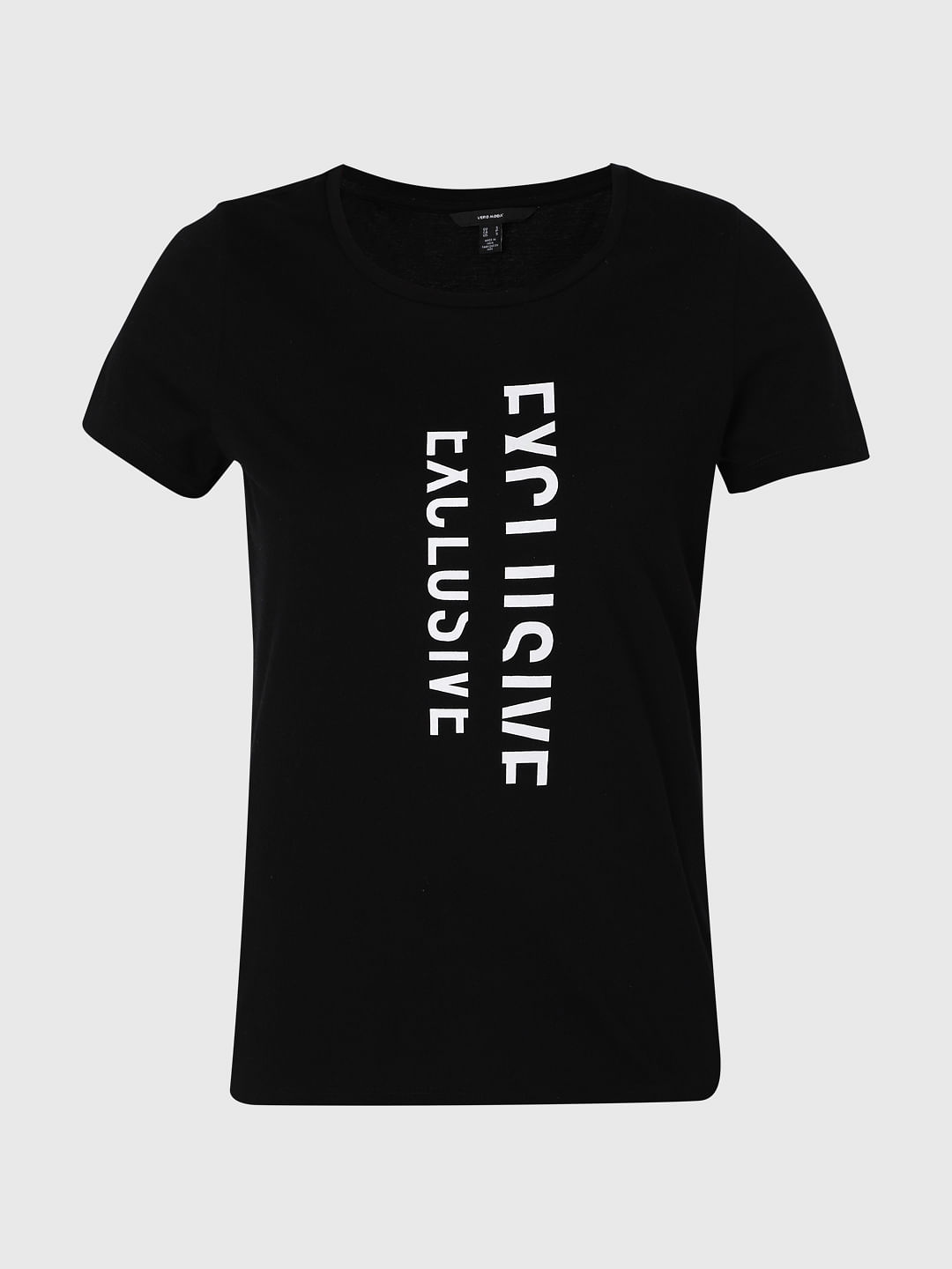 Black Typographic Print T-Shirt