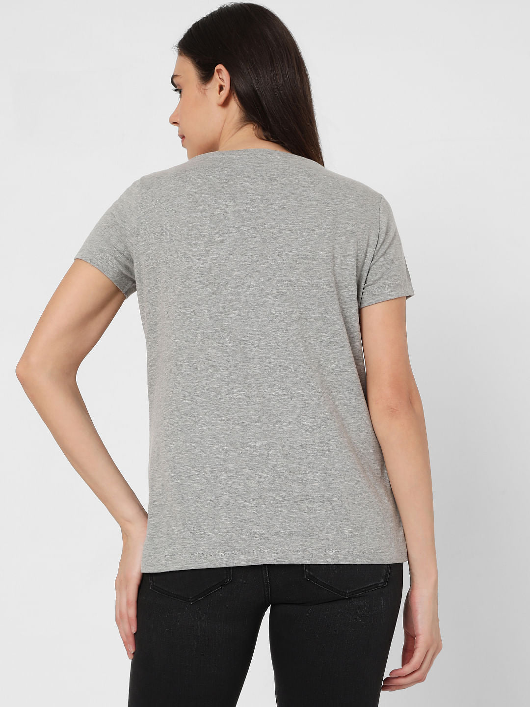 Grey Chest Print T-Shirt