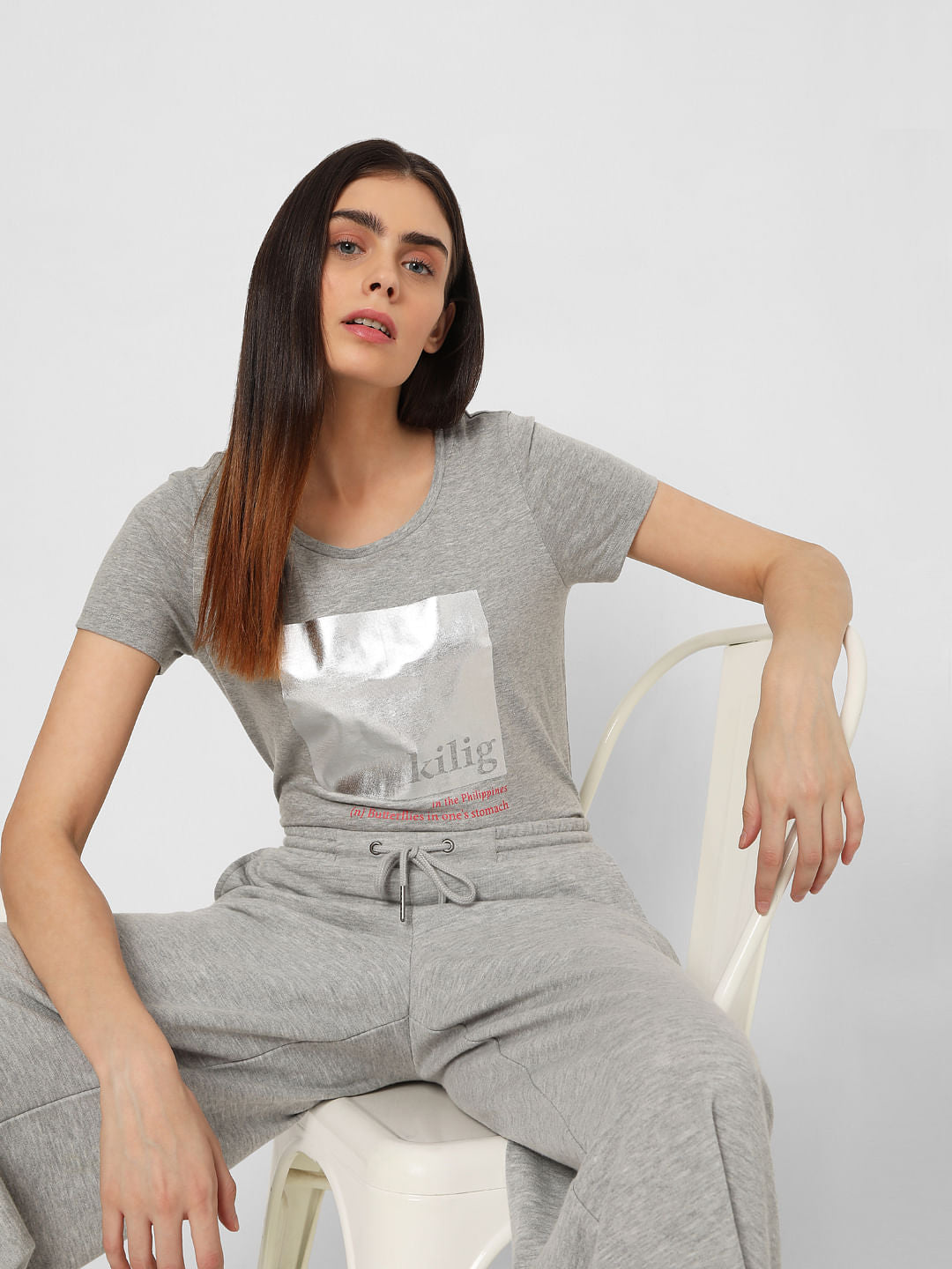 Grey Graphic Print T-Shirt