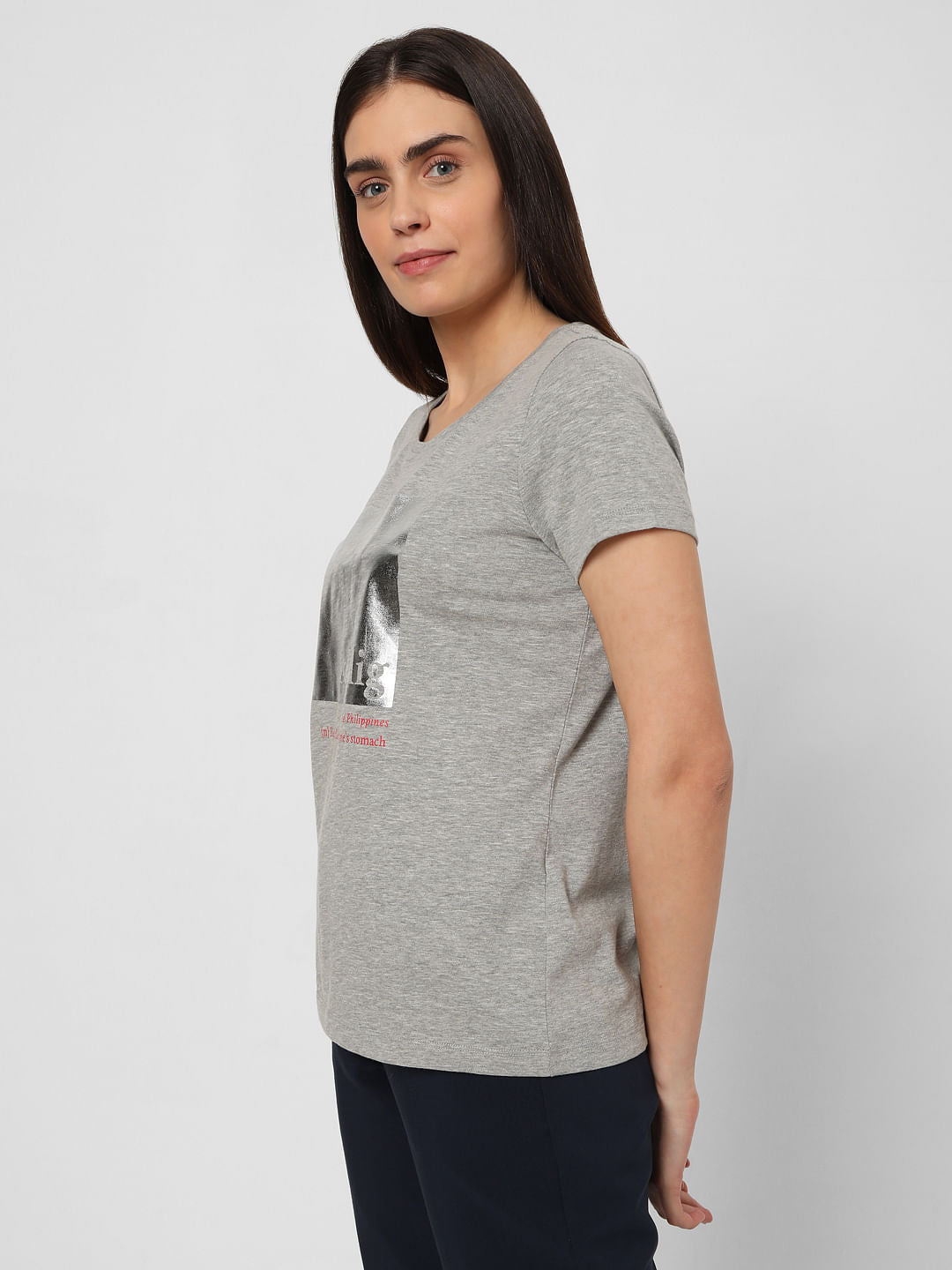 Grey Graphic Print T-Shirt