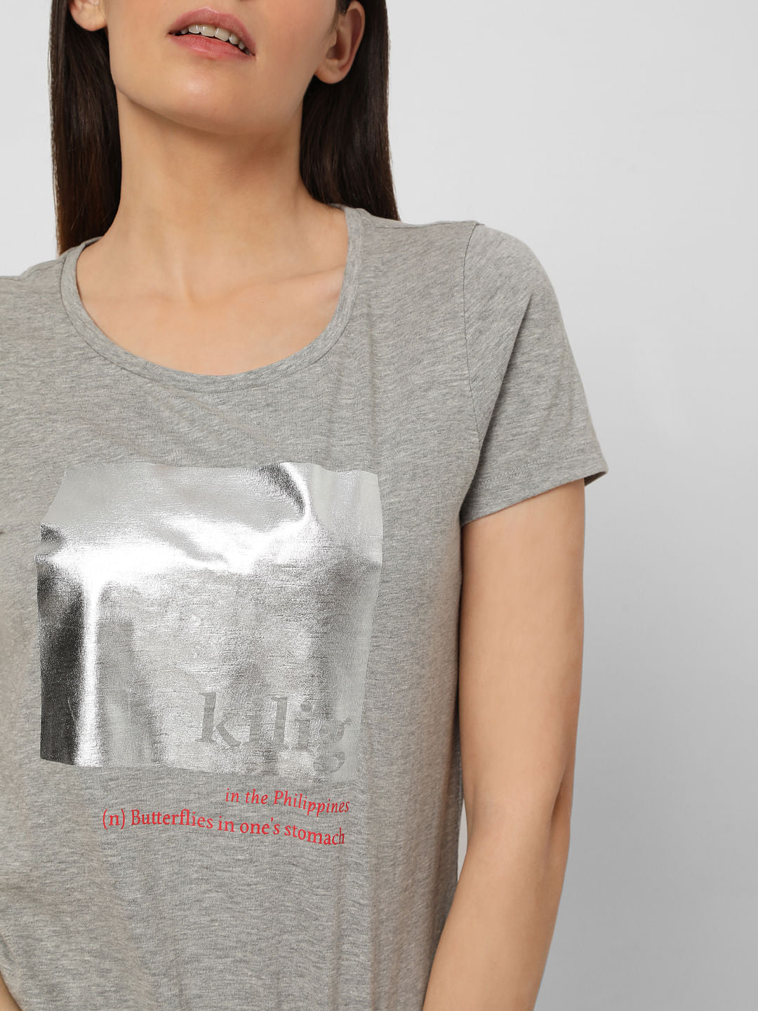 Grey Graphic Print T-Shirt