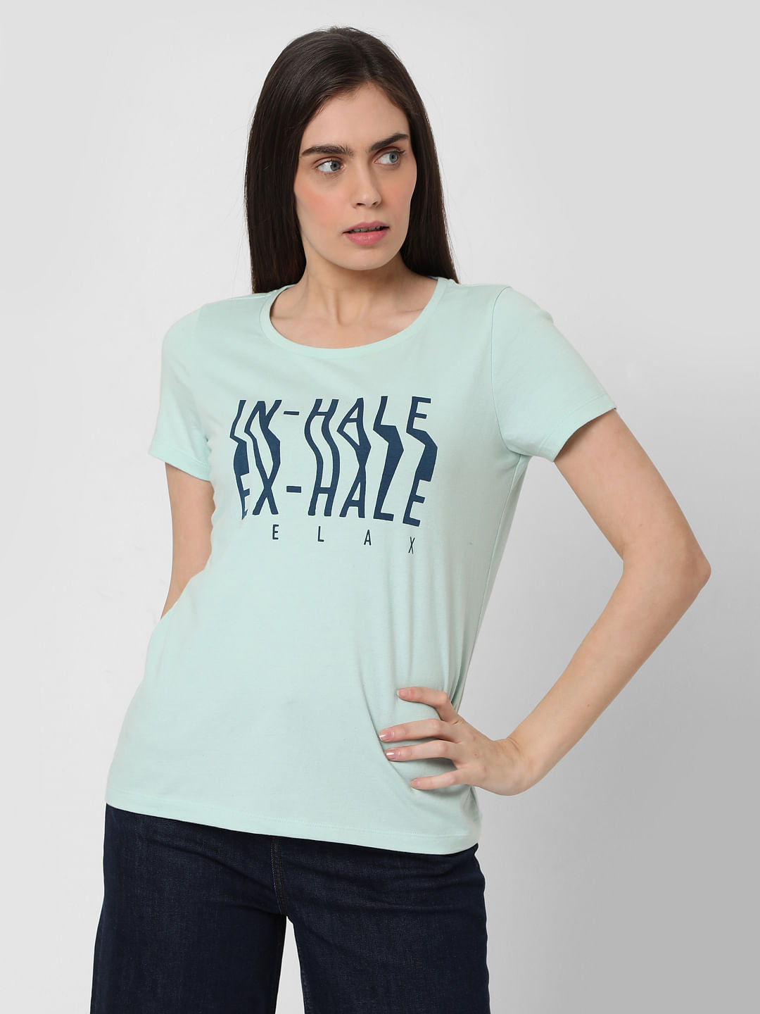 Blue Typographic Print T-Shirt