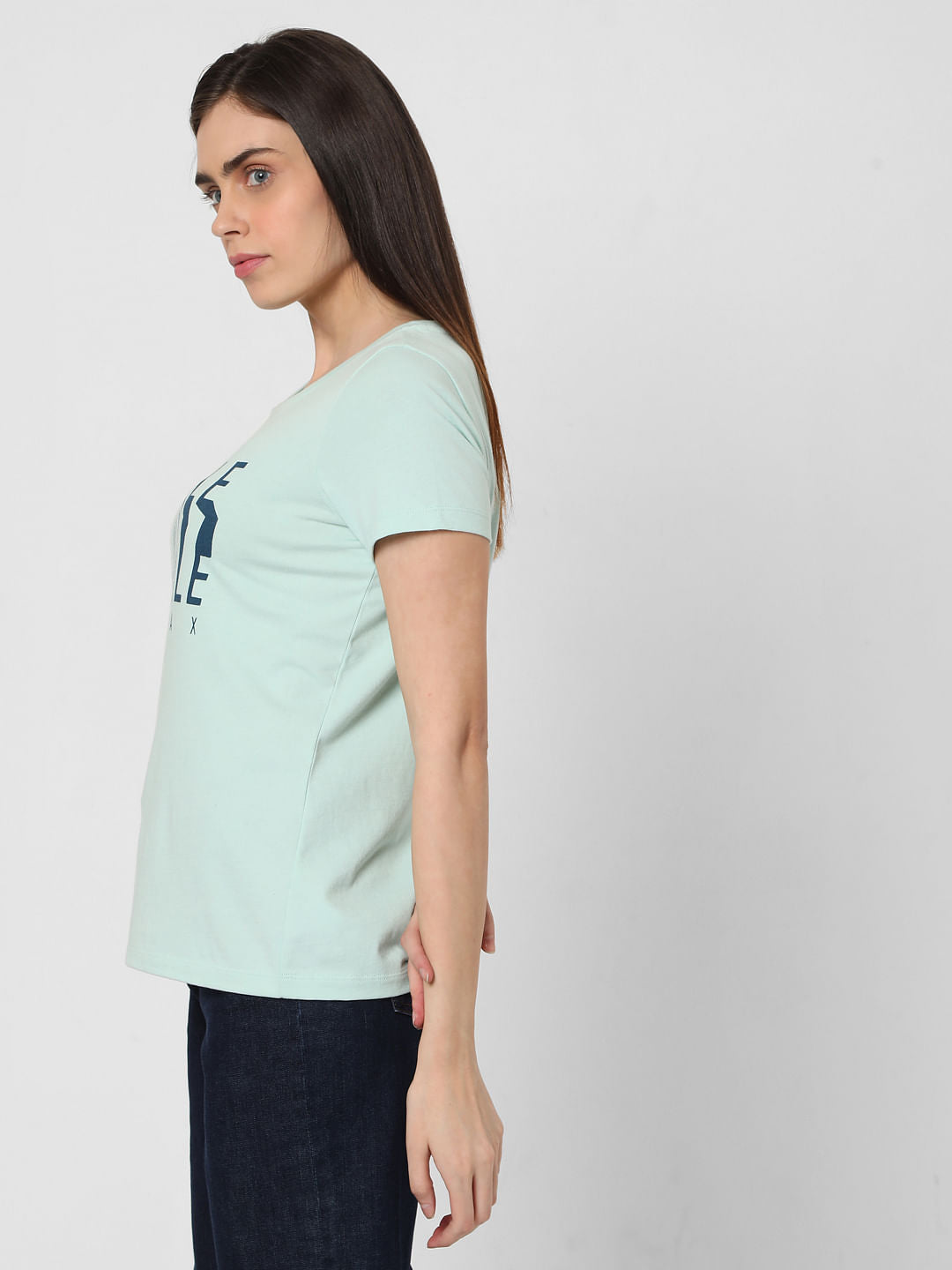 Blue Typographic Print T-Shirt