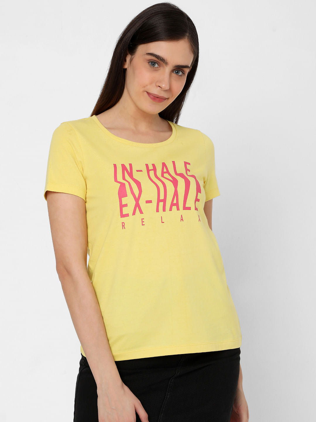 Yellow Typographic Print T-Shirt