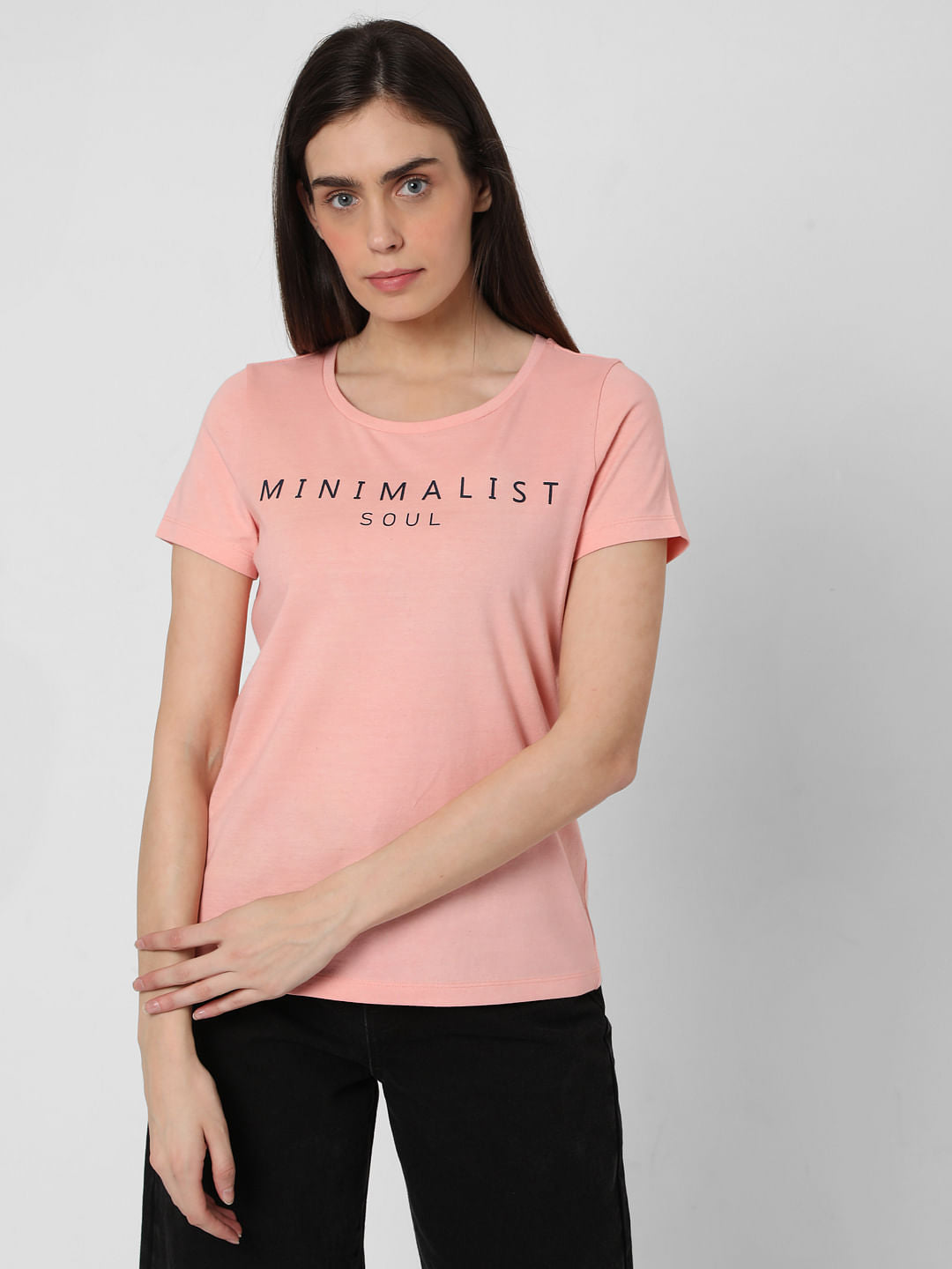 Pink Text Print T-Shirt