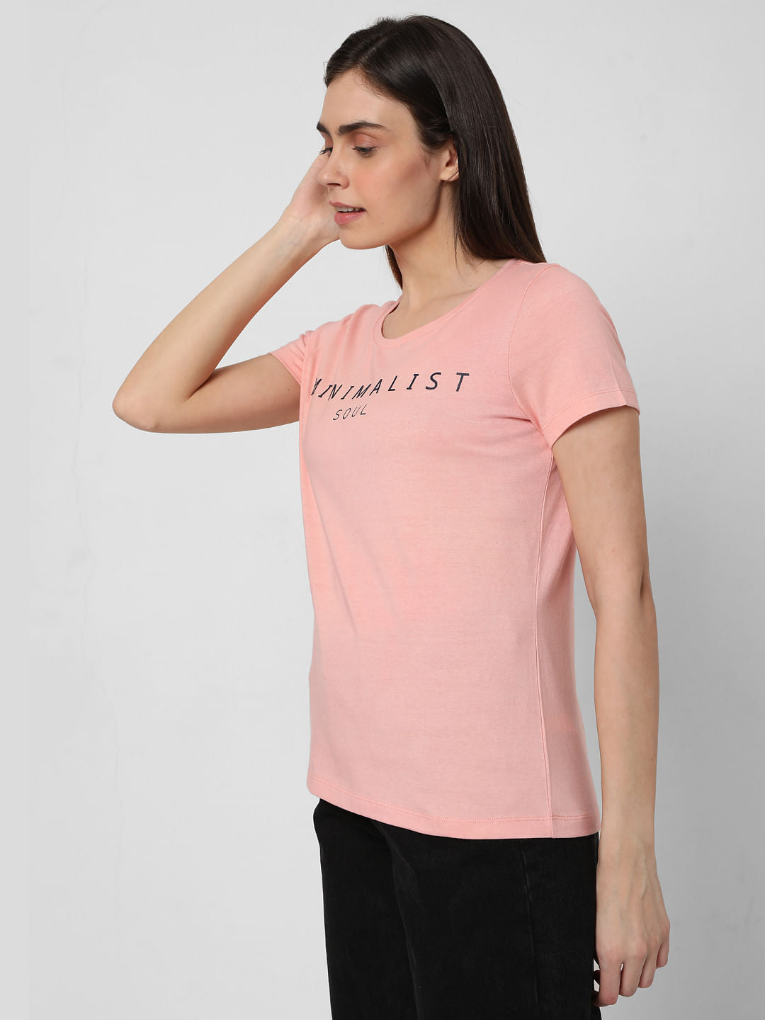 Pink Text Print T-Shirt