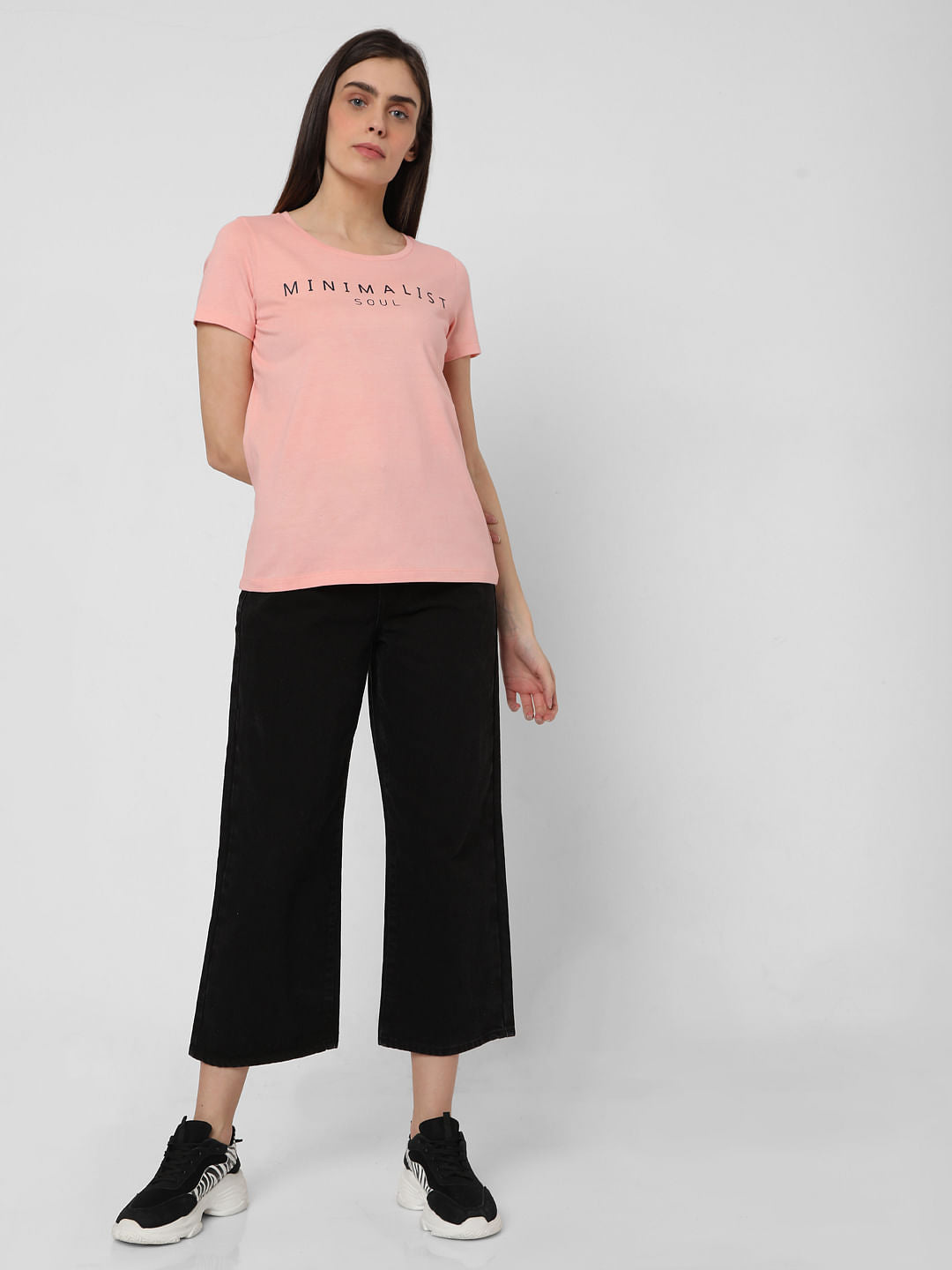 Pink Text Print T-Shirt